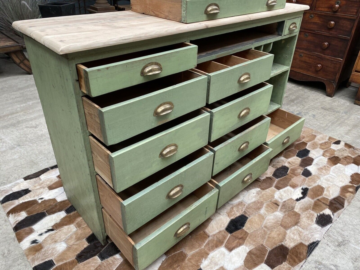 Antique Pine Shop Counter Bank of Drawers, c 1900 - Belvoir Antiques ...