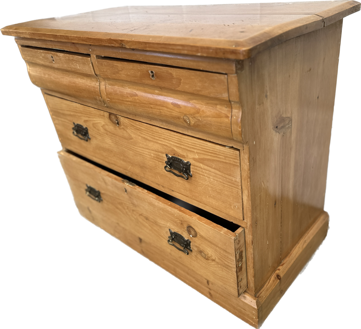 Antique Continental pine two over two chest of drawers, c 1870