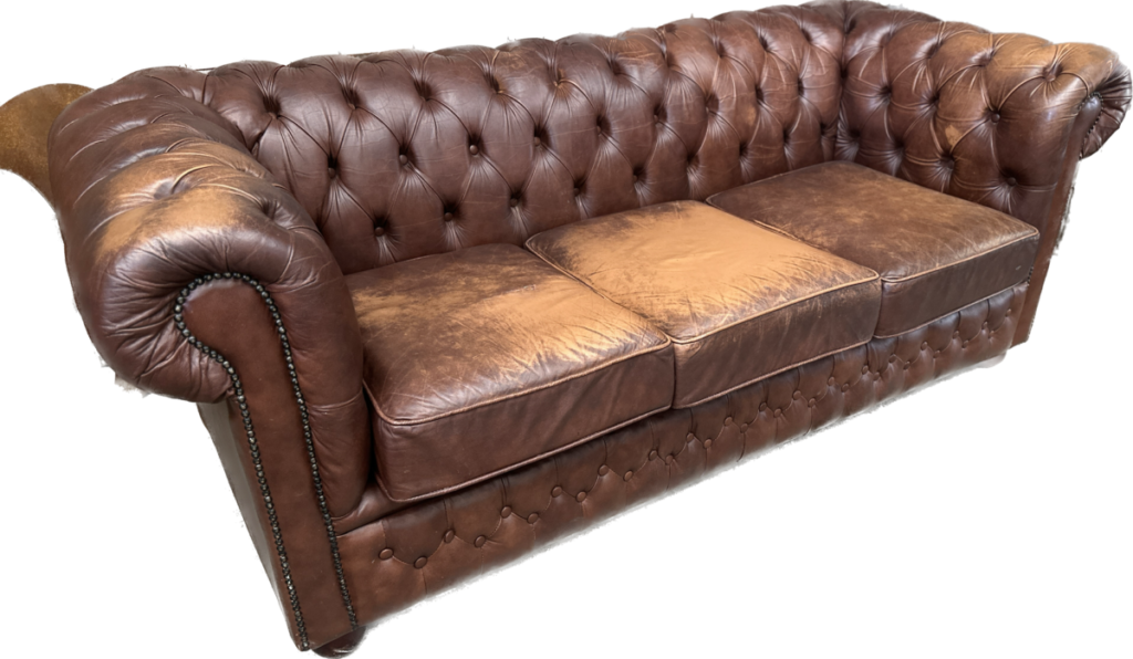Vintage Brown Leather Chesterfield 3 Seater Sofa Chair - Belvoir ...