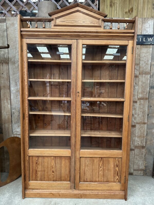 Arts and Crafts Pine Glazed Cabinet Bookcase