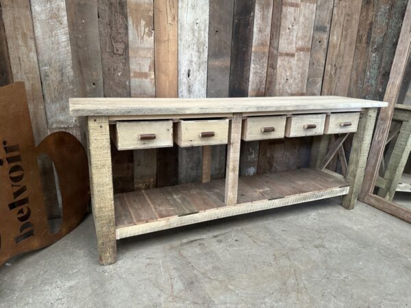 Cream Painted Industrial Work Bench