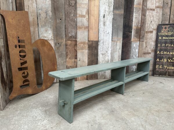 Antique Painted Green Pine Bench
