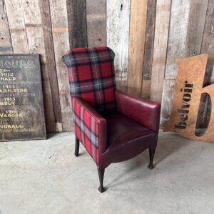 Leather and Tartan Wool Armchair