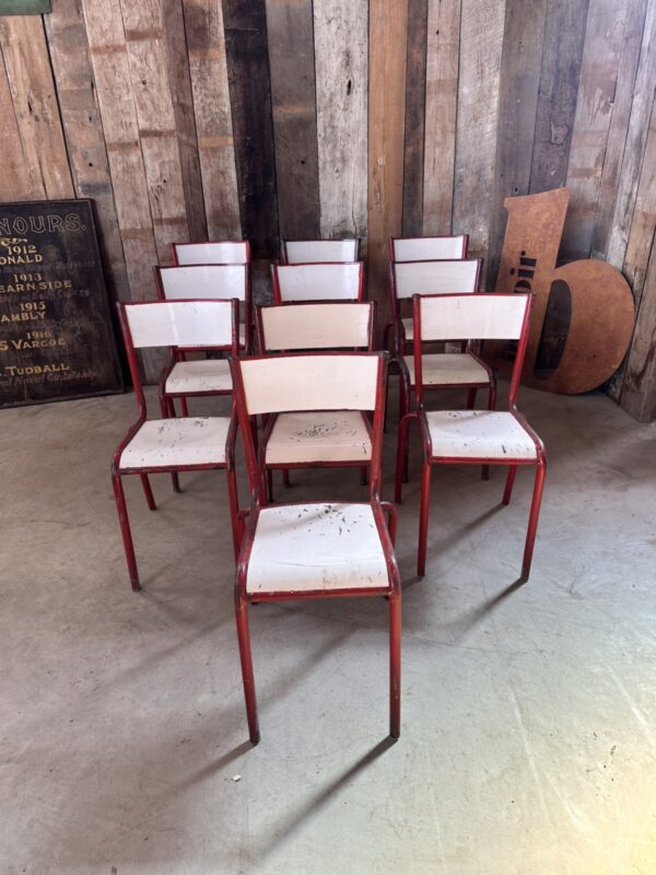 French Red Stacking Chairs