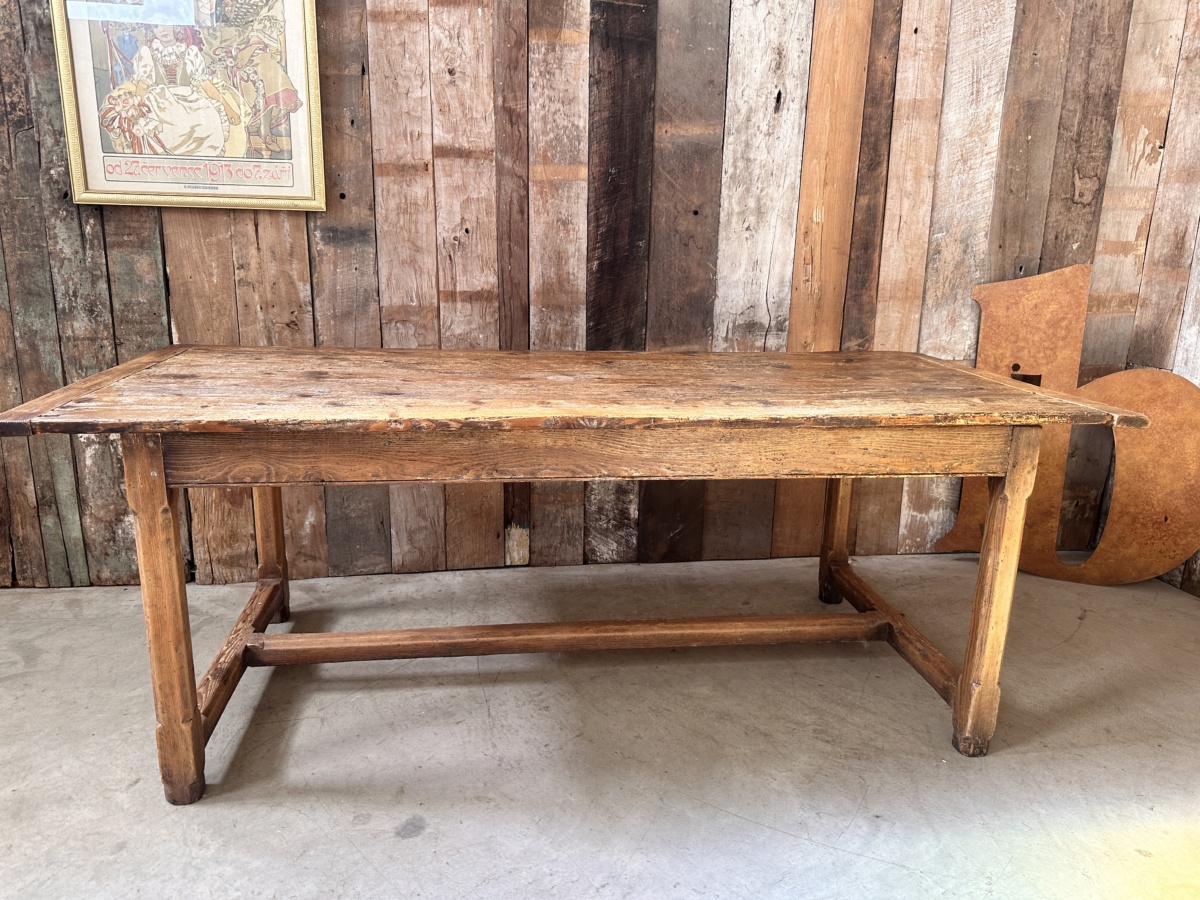 Antique English Large Pine Farmhouse Dining Table, c 1830. L208