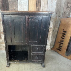 Antique French Painted Black Cupboard
