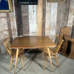 Elm Rectangular 393 Breakfast Dining Table and Two Dining Chairs by Lucian Ercolani for Ercol