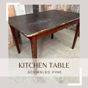 ANTIQUE VICTORIAN SCUMBLED PINE KITCHEN TABLE, C 1860 