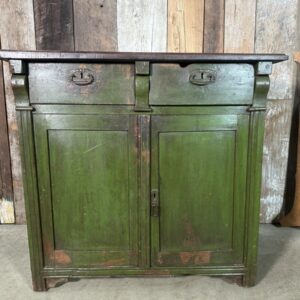 French Green Painted Workshop Cupboard