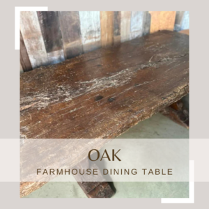 Antique Oak One Piece Top Farmhouse Dining Table