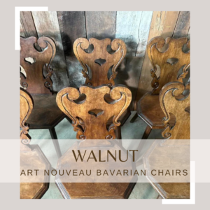 Antique Set of Six Walnut Art Nouveau Bavarian Dining Chairs