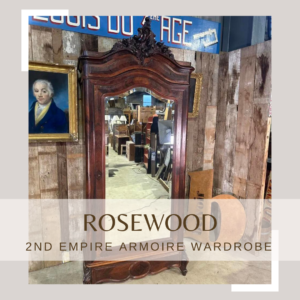 Antique French Second Empire Rosewood Armoire Wardrobe, c 1880 