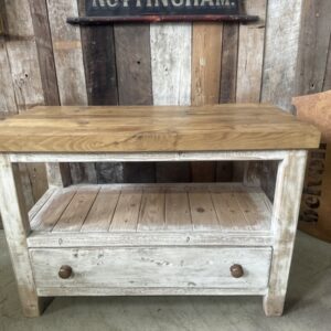 Vintage Pine Painted White Kitchen Island Console Table