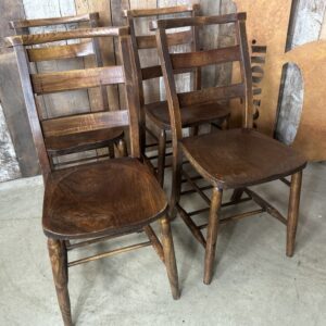 Set Four Victorian Elm Chapel Chairs