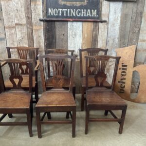 Six 6 Oak Georgian Country Dining Chairs