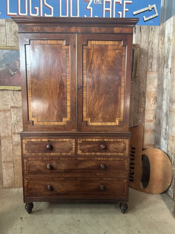 George III Regency Mahogany Linen Press